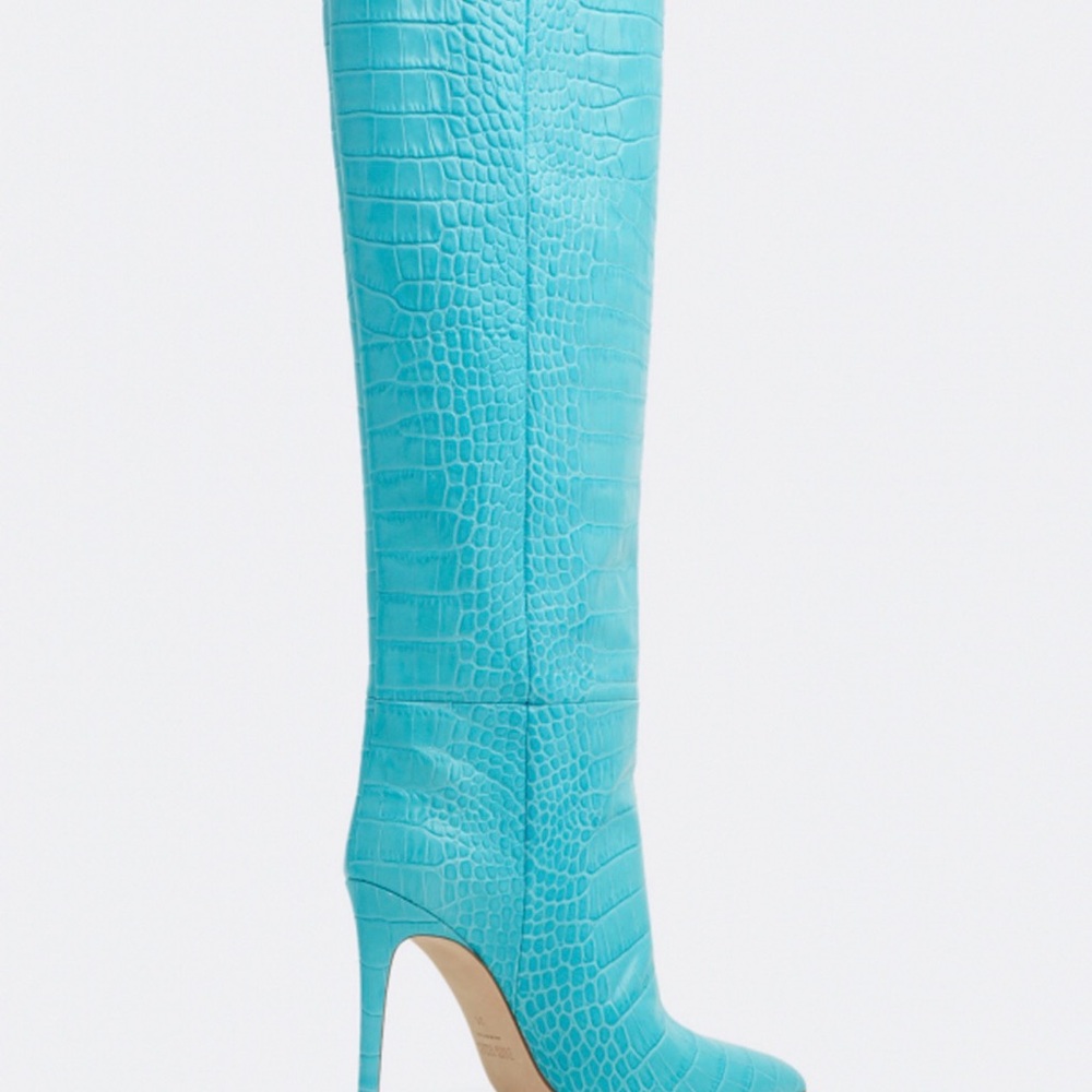 Paris Texas Turquoise Knee-High Stiletto Boots - Picture 3 of 9